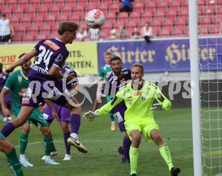 Fussball Bundesliga. SK Austria Klagenfurt gegen SK Rapid. Jannik Robatsch, Marco Knaller, Kosmas Gkezos (Klagenfurt),    Klagenfurt, am 11.8.2024.
Foto: Kuess
www.qspictures.net
---
pressefotos, pressefotografie, kuess, qs, qspictures, sport, bild, bilder, bilddatenbank