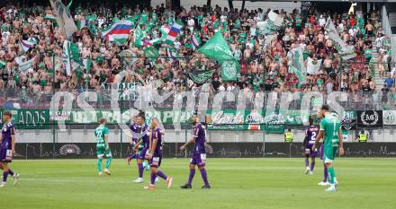 Fussball Bundesliga. SK Austria Klagenfurt gegen SK Rapid.  Fans (Rapid).  Klagenfurt, am 11.8.2024.
Foto: Kuess
www.qspictures.net
---
pressefotos, pressefotografie, kuess, qs, qspictures, sport, bild, bilder, bilddatenbank