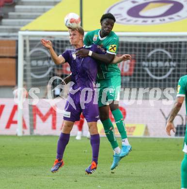 Fussball Bundesliga. SK Austria Klagenfurt gegen SK Rapid. Nicolas Binder, (Klagenfurt), Dion Drena Beljo   (Rapid).  Klagenfurt, am 11.8.2024.
Foto: Kuess
www.qspictures.net
---
pressefotos, pressefotografie, kuess, qs, qspictures, sport, bild, bilder, bilddatenbank