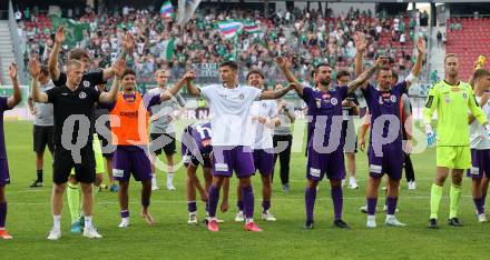 Fussball Bundesliga. SK Austria Klagenfurt gegen SK Rapid.  Jubel (Klagenfurt),  Klagenfurt, am 11.8.2024.
Foto: Kuess
www.qspictures.net
---
pressefotos, pressefotografie, kuess, qs, qspictures, sport, bild, bilder, bilddatenbank