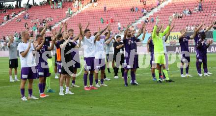 Fussball Bundesliga. SK Austria Klagenfurt gegen SK Rapid. Jubel (Klagenfurt).  Klagenfurt, am 11.8.2024.
Foto: Kuess
www.qspictures.net
---
pressefotos, pressefotografie, kuess, qs, qspictures, sport, bild, bilder, bilddatenbank