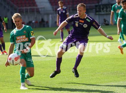 Fussball Bundesliga. SK Austria Klagenfurt gegen SK Rapid. Christopher Cvetko, (Klagenfurt), Moritz Oswald   (Rapid).  Klagenfurt, am 11.8.2024.
Foto: Kuess
www.qspictures.net
---
pressefotos, pressefotografie, kuess, qs, qspictures, sport, bild, bilder, bilddatenbank