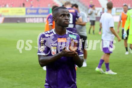 Fussball Bundesliga. SK Austria Klagenfurt gegen SK Rapid. Solomon Bonnah (Klagenfurt).  Klagenfurt, am 11.8.2024.
Foto: Kuess
www.qspictures.net
---
pressefotos, pressefotografie, kuess, qs, qspictures, sport, bild, bilder, bilddatenbank