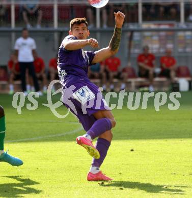 Fussball Bundesliga. SK Austria Klagenfurt gegen SK Rapid. David Toshevski (Klagenfurt).  Klagenfurt, am 11.8.2024.
Foto: Kuess
www.qspictures.net
---
pressefotos, pressefotografie, kuess, qs, qspictures, sport, bild, bilder, bilddatenbank