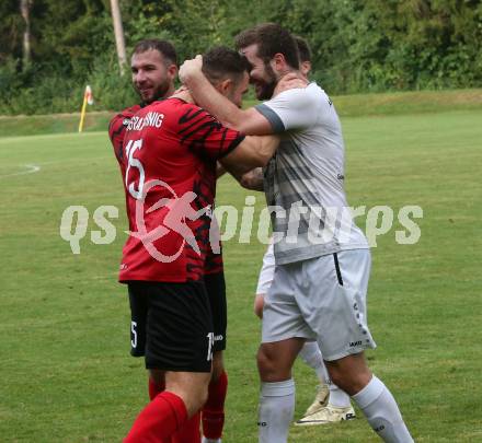 Fussball Kaerntner Liga. ATUS Ferlach gegen Koettmannsdorf.  Martin Posratschnig (Ferlach), Fabian Janschitz  (Koettmannsdorf). Ferlach, 14.8.2024.
Foto: Kuess
www.qspictures.net
---
pressefotos, pressefotografie, kuess, qs, qspictures, sport, bild, bilder, bilddatenbank