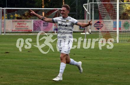 Fussball Kaerntner Liga. ATUS Ferlach gegen Koettmannsdorf.   Torjubel  Fabian Johann Temmel  (Koettmannsdorf). Ferlach, 14.8.2024.
Foto: Kuess
www.qspictures.net
---
pressefotos, pressefotografie, kuess, qs, qspictures, sport, bild, bilder, bilddatenbank