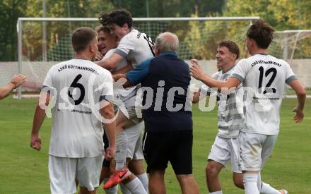 Fussball Kaerntner Liga. ATUS Ferlach gegen Koettmannsdorf.   Torjubel  Fabian Johann Temmel (Koettmannsdorf). Ferlach, 14.8.2024.
Foto: Kuess
www.qspictures.net
---
pressefotos, pressefotografie, kuess, qs, qspictures, sport, bild, bilder, bilddatenbank