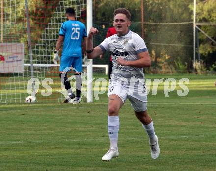 Fussball Kaerntner Liga. ATUS Ferlach gegen Koettmannsdorf.   Torjubel  Fabian Johann Temmel (Koettmannsdorf). Ferlach, 14.8.2024.
Foto: Kuess
www.qspictures.net
---
pressefotos, pressefotografie, kuess, qs, qspictures, sport, bild, bilder, bilddatenbank