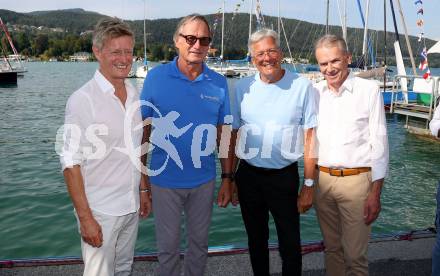 Segeln. Empfang Olympiasiegerin Lara Vadlau.  Arno Arthofer, Franz KLammer, LH Peter Kaiser, Buergermeister Ferdinand Vouk . Velden, am 15.8.2024.
Foto: Kuess
www.qspictures.net
---
pressefotos, pressefotografie, kuess, qs, qspictures, sport, bild, bilder, bilddatenbank