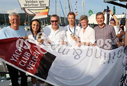 Segeln. Empfang Olympiasiegerin Lara Vadlau.  LH Peter Kaiser, Lara Vadlau, Wolfgang Gratzer, Lukas Maehr, Arno Arthofer . Velden, am 15.8.2024.
Foto: Kuess
www.qspictures.net
---
pressefotos, pressefotografie, kuess, qs, qspictures, sport, bild, bilder, bilddatenbank