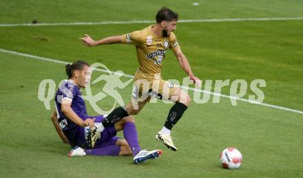 Fussball Bundesliga. SK Austria Klagenfurt gegen SK Puntigamer Sturm Graz. Niklas Szerencsi, (Klagenfurt),  Otari Kiteishvili  (Graz).  Klagenfurt, am 17.8.2024.
Foto: Kuess
www.qspictures.net
---
pressefotos, pressefotografie, kuess, qs, qspictures, sport, bild, bilder, bilddatenbank