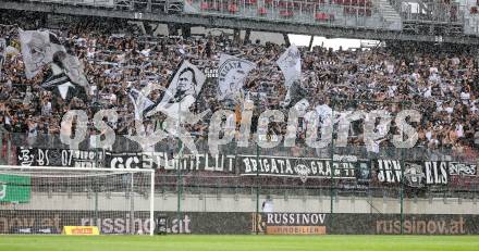 Fussball Bundesliga. SK Austria Klagenfurt gegen SK Puntigamer Sturm Graz.  Fans  (Graz).  Klagenfurt, am 17.8.2024.
Foto: Kuess
www.qspictures.net
---
pressefotos, pressefotografie, kuess, qs, qspictures, sport, bild, bilder, bilddatenbank