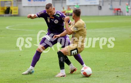 Fussball Bundesliga. SK Austria Klagenfurt gegen SK Puntigamer Sturm Graz. Christopher Wernitznig,  (Klagenfurt), Tomi Horvat  (Graz).  Klagenfurt, am 17.8.2024.
Foto: Kuess
www.qspictures.net
---
pressefotos, pressefotografie, kuess, qs, qspictures, sport, bild, bilder, bilddatenbank