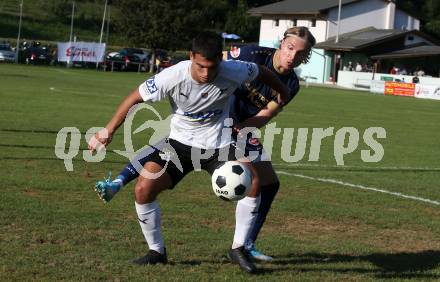 Fussball Kaerntner Liga. Velden gegen Bleiburg.  Lukas Alfred Sadnik (Velden), Lazar Gacic  (Bleiburg).  St. Egyden, am 24.8.2024.
Foto: Kuess
www.qspictures.net
---
pressefotos, pressefotografie, kuess, qs, qspictures, sport, bild, bilder, bilddatenbank