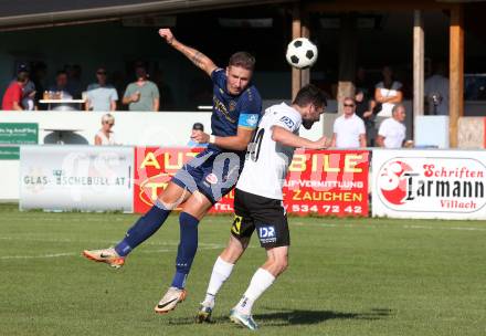 Fussball Kaerntner Liga. Velden gegen Bleiburg. Fabian Kopeinig   (Velden),  Dominik Peketz (Bleiburg).  St. Egyden, am 24.8.2024.
Foto: Kuess
www.qspictures.net
---
pressefotos, pressefotografie, kuess, qs, qspictures, sport, bild, bilder, bilddatenbank