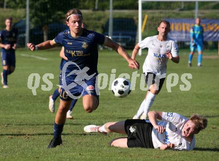 Fussball Kaerntner Liga. Velden gegen Bleiburg. Lukas Lausegger  (Velden),  Fabian Doerflinger (Bleiburg).  St. Egyden, am 24.8.2024.
Foto: Kuess
www.qspictures.net
---
pressefotos, pressefotografie, kuess, qs, qspictures, sport, bild, bilder, bilddatenbank