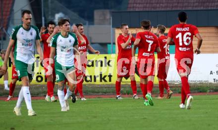 Fussball Kaerntner Liga. Voelkermarkt gegen ATSV Wolfsberg. Torjubel  (Wolfsberg). Voelkermarkt, am 30.8.2024.
Foto: Kuess
www.qspictures.net
---
pressefotos, pressefotografie, kuess, qs, qspictures, sport, bild, bilder, bilddatenbank