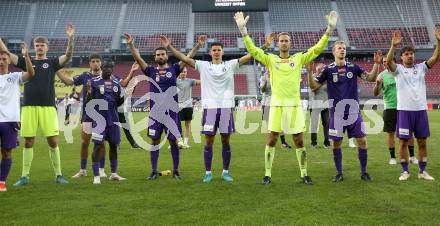 Fussball Bundesliga. SK Austria Klagenfurt gegen FC Blau Weiss Linz.  Jubel (Klagenfurt).  Klagenfurt, am 31.8.2024.
Foto: Kuess
www.qspictures.net
---
pressefotos, pressefotografie, kuess, qs, qspictures, sport, bild, bilder, bilddatenbank