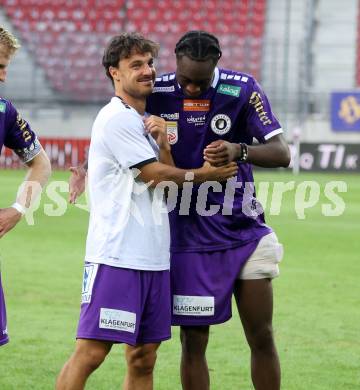 Fussball Bundesliga. SK Austria Klagenfurt gegen FC Blau Weiss Linz. Simon Straudi, Dikeni-Rafid Salifou (Klagenfurt).  Klagenfurt, am 31.8.2024.
Foto: Kuess
www.qspictures.net
---
pressefotos, pressefotografie, kuess, qs, qspictures, sport, bild, bilder, bilddatenbank