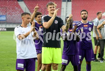 Fussball Bundesliga. SK Austria Klagenfurt gegen FC Blau Weiss Linz. Tobias Koch, Simon Spari (Klagenfurt).  Klagenfurt, am 31.8.2024.
Foto: Kuess
www.qspictures.net
---
pressefotos, pressefotografie, kuess, qs, qspictures, sport, bild, bilder, bilddatenbank