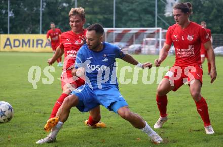 Fussball Kaerntner Liga. KAC gegen SAK. Peter Pucker (KAC),  Yosifov Svetlozar Angelov  (SAK).  Klagenfurt, am 6.9.2024.
Foto: Kuess
www.qspictures.net
---
pressefotos, pressefotografie, kuess, qs, qspictures, sport, bild, bilder, bilddatenbank