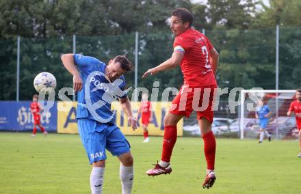 Fussball Kaerntner Liga. KAC gegen SAK. David Graefischer  (KAC),  Mario Antunovic  (SAK).  Klagenfurt, am 6.9.2024.
Foto: Kuess
www.qspictures.net
---
pressefotos, pressefotografie, kuess, qs, qspictures, sport, bild, bilder, bilddatenbank