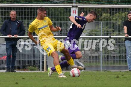 Fussball Testspiel. SK Austria Klagenfurt gegen Domzale. Laurenz Dehl  (Klagenfurt). Klagenfurt, am 6.9.2024.
Foto: Kuess
www.qspictures.net
---
pressefotos, pressefotografie, kuess, qs, qspictures, sport, bild, bilder, bilddatenbank