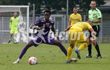 Fussball Testspiel. SK Austria Klagenfurt gegen Domzale. Dikeni Salifou(Klagenfurt). Klagenfurt, am 6.9.2024
Foto: Kuess
---
pressefotos, pressefotografie, kuess, qs, qspictures, sport, bild, bilder, bilddatenbank