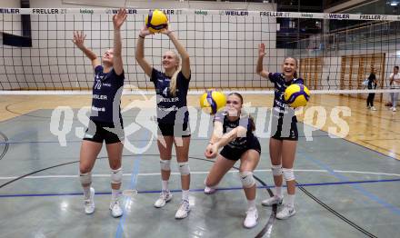 Volleyball. Frauen Bundesliga. Mannschaftsfototermin ATSC Wildcats Klagenfurt. Nikolina Bajic, Lea Gober, Julia Bier, Nicole Holzinger. Klagenfurt, am 11..9.2024.
Foto: Kuess
---
pressefotos, pressefotografie, kuess, qs, qspictures, sport, bild, bilder, bilddatenbank