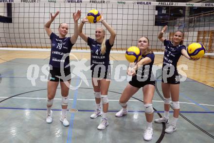 Volleyball. Frauen Bundesliga. Mannschaftsfototermin ATSC Wildcats Klagenfurt. Amelie Lippitsch, Jana Zierler, Lotta Lippitsch, Isabella Katz. Klagenfurt, am 11..9.2024.
Foto: Kuess
---
pressefotos, pressefotografie, kuess, qs, qspictures, sport, bild, bilder, bilddatenbank