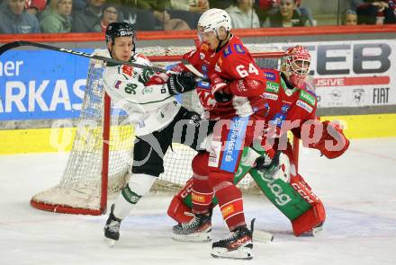 EBEL. Eishockey Bundesliga. KAC gegen Olimpija Ljubljana.   Maximilian Preiml, Sebastian Dahm,  (KAC),  Blaz Tomazevic (Ljubljana). Klagenfurt, 22.9.2024. 
Foto: Kuess
www.qspictures.net
---
pressefotos, pressefotografie, kuess, qs, qspictures, sport, bild, bilder, bilddatenbank