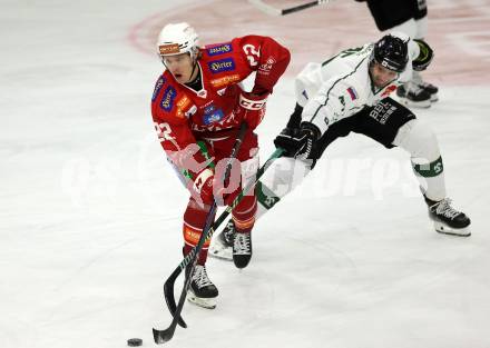 EBEL. Eishockey Bundesliga. KAC gegen Olimpija Ljubljana.  Senna Peeters, (KAC),  Blaz Gregorc   (Ljubljana). Klagenfurt, 22.9.2024. 
Foto: Kuess
www.qspictures.net
---
pressefotos, pressefotografie, kuess, qs, qspictures, sport, bild, bilder, bilddatenbank