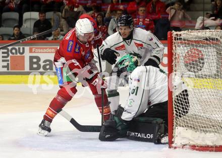 EBEL. Eishockey Bundesliga. KAC gegen Olimpija Ljubljana.  Jan Mursak,   (KAC),  Lukas Horak (Ljubljana). Klagenfurt, 22.9.2024. 
Foto: Kuess
www.qspictures.net
---
pressefotos, pressefotografie, kuess, qs, qspictures, sport, bild, bilder, bilddatenbank