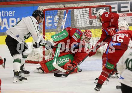 EBEL. Eishockey Bundesliga. KAC gegen Olimpija Ljubljana.  Sebastian Dahm, Maximilian Preiml, (KAC),  Nik Simsic   (Ljubljana). Klagenfurt, 22.9.2024. 
Foto: Kuess
www.qspictures.net
---
pressefotos, pressefotografie, kuess, qs, qspictures, sport, bild, bilder, bilddatenbank