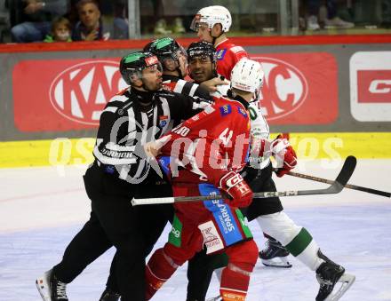 EBEL. Eishockey Bundesliga. KAC gegen Olimpija Ljubljana.  Jesper Jensen Aabo,  (KAC), Arvin Atwal   (Ljubljana). Klagenfurt, 22.9.2024. 
Foto: Kuess
www.qspictures.net
---
pressefotos, pressefotografie, kuess, qs, qspictures, sport, bild, bilder, bilddatenbank