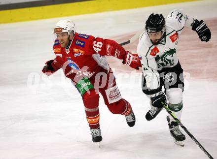 EBEL. Eishockey Bundesliga. KAC gegen Olimpija Ljubljana.  Johannes Bischofberger,   (KAC), Nik Simsic  (Ljubljana). Klagenfurt, 22.9.2024. 
Foto: Kuess
www.qspictures.net
---
pressefotos, pressefotografie, kuess, qs, qspictures, sport, bild, bilder, bilddatenbank