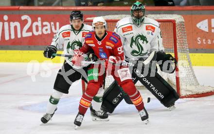 EBEL. Eishockey Bundesliga. KAC gegen Olimpija Ljubljana.   Matthew Fraser,  (KAC),   Bine Masic, Lukas Horak (Ljubljana). Klagenfurt, 22.9.2024. 
Foto: Kuess
www.qspictures.net
---
pressefotos, pressefotografie, kuess, qs, qspictures, sport, bild, bilder, bilddatenbank