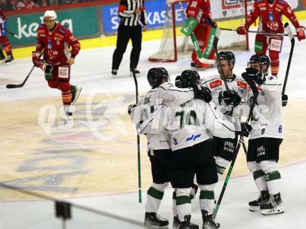 EBEL. Eishockey Bundesliga. KAC gegen Olimpija Ljubljana.   Torjubel (Ljubljana). Klagenfurt, 22.9.2024. 
Foto: Kuess
www.qspictures.net
---
pressefotos, pressefotografie, kuess, qs, qspictures, sport, bild, bilder, bilddatenbank