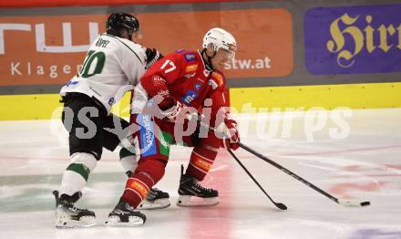 EBEL. Eishockey Bundesliga. KAC gegen Olimpija Ljubljana.  Nick Pastujov, (KAC),  Rok Kapel   (Ljubljana). Klagenfurt, 22.9.2024. 
Foto: Kuess
www.qspictures.net
---
pressefotos, pressefotografie, kuess, qs, qspictures, sport, bild, bilder, bilddatenbank