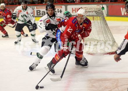 EBEL. Eishockey Bundesliga. KAC gegen Olimpija Ljubljana.  Senna Peeters, (KAC),  Wyatt Dale Ege   (Ljubljana). Klagenfurt, 22.9.2024. 
Foto: Kuess
www.qspictures.net
---
pressefotos, pressefotografie, kuess, qs, qspictures, sport, bild, bilder, bilddatenbank