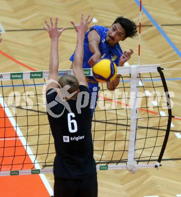 Volleyball Testspiel. SK Aich/Dob gegen ACH Ljubljana. Vitor Yudi Yamamoto  (Aich/Dob). Bleiburg, am 25.9.2024.
Foto: Kuess
www.qspictures.net
---
pressefotos, pressefotografie, kuess, qs, qspictures, sport, bild, bilder, bilddatenbank