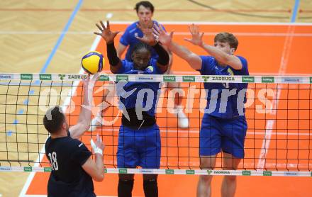 Volleyball Testspiel. SK Aich/Dob gegen ACH Ljubljana. Carlos Yoandrys, Jakub Klajmon (Aich/Dob). Bleiburg, am 25.9.2024.
Foto: Kuess
www.qspictures.net
---
pressefotos, pressefotografie, kuess, qs, qspictures, sport, bild, bilder, bilddatenbank