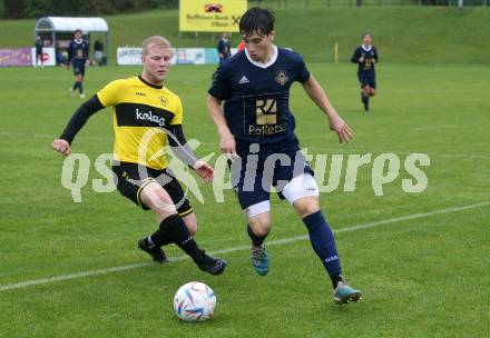 Fussball. 2. KLasse B. Faakersee 1b gegen Velden 1b. Maximilian Martin Jereb  (Faakersee),  Florijan Lampic  (Velden).  Faak, am 28.9.2024.
Foto: Kuess
www.qspictures.net
---
pressefotos, pressefotografie, kuess, qs, qspictures, sport, bild, bilder, bilddatenbank