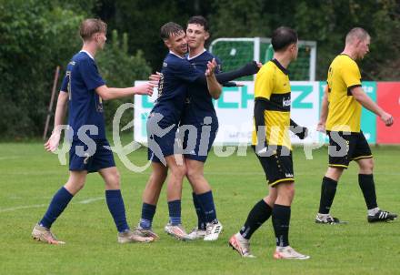 Fussball. 2. KLasse B. Faakersee 1b gegen Velden 1b.  Torjubel Luca Horst Kopeinig   (Velden).  Faak, am 28.9.2024.
Foto: Kuess
www.qspictures.net
---
pressefotos, pressefotografie, kuess, qs, qspictures, sport, bild, bilder, bilddatenbank