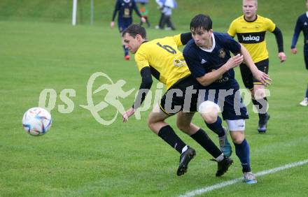 Fussball. 2. KLasse B. Faakersee 1b gegen Velden 1b. Felix Unterguggenberger  (Faakersee),  Florijan Lampic  (Velden).  Faak, am 28.9.2024.
Foto: Kuess
www.qspictures.net
---
pressefotos, pressefotografie, kuess, qs, qspictures, sport, bild, bilder, bilddatenbank