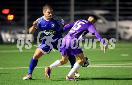 Fussball Kaerntner Liga. SK Austria Klagenfuer Amateure gegen Dellach.  Dino Delic (Klagenfurt), Armin Lulic  (Dellach).  Klagenfurt, am 4.10.2024.
Foto: Kuess
www.qspictures.net
---
pressefotos, pressefotografie, kuess, qs, qspictures, sport, bild, bilder, bilddatenbank