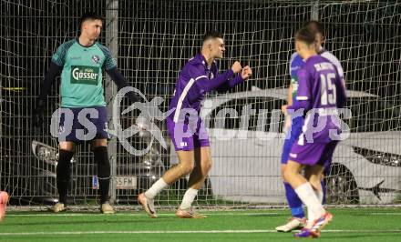 Fussball Kaerntner Liga. SK Austria Klagenfuer Amateure gegen Dellach.  Torjubel Denis Sinanovic (Klagenfurt),   Klagenfurt, am 4.10.2024.
Foto: Kuess
www.qspictures.net
---
pressefotos, pressefotografie, kuess, qs, qspictures, sport, bild, bilder, bilddatenbank