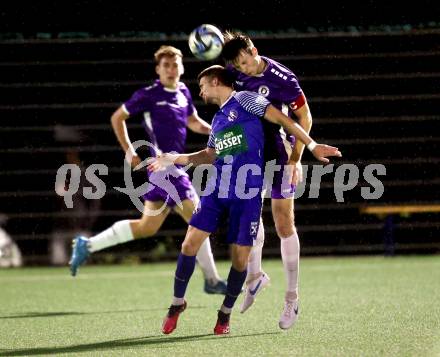 Fussball Kaerntner Liga. SK Austria Klagenfuer Amateure gegen Dellach.  Florian Georg Weiss  (Klagenfurt),  Nermin Hasancevic (Dellach).  Klagenfurt, am 4.10.2024.
Foto: Kuess
www.qspictures.net
---
pressefotos, pressefotografie, kuess, qs, qspictures, sport, bild, bilder, bilddatenbank