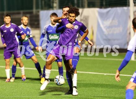 Fussball Kaerntner Liga. SK Austria Klagenfuer Amateure gegen Dellach.  Naldo Aparecido Rodriguez (Klagenfurt),  Anton Ereiz (Dellach).  Klagenfurt, am 4.10.2024.
Foto: Kuess
www.qspictures.net
---
pressefotos, pressefotografie, kuess, qs, qspictures, sport, bild, bilder, bilddatenbank