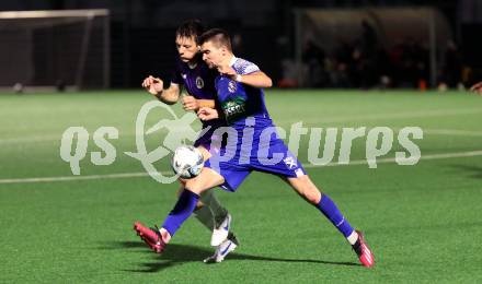 Fussball Kaerntner Liga. SK Austria Klagenfuer Amateure gegen Dellach. Florian Georg Weiss   (Klagenfurt),  Nermin Hasancevic (Dellach).  Klagenfurt, am 4.10.2024.
Foto: Kuess
www.qspictures.net
---
pressefotos, pressefotografie, kuess, qs, qspictures, sport, bild, bilder, bilddatenbank